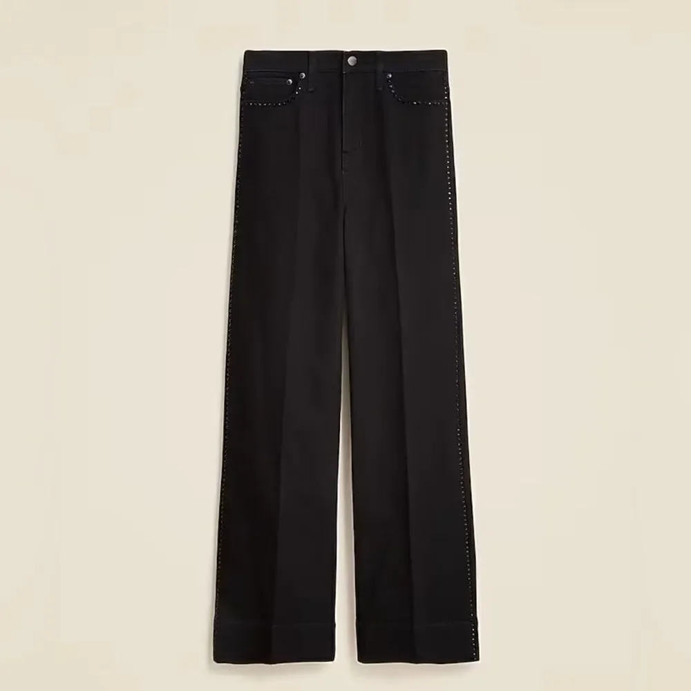 NWT J CREW Embellished denim trouser in Black Rinse